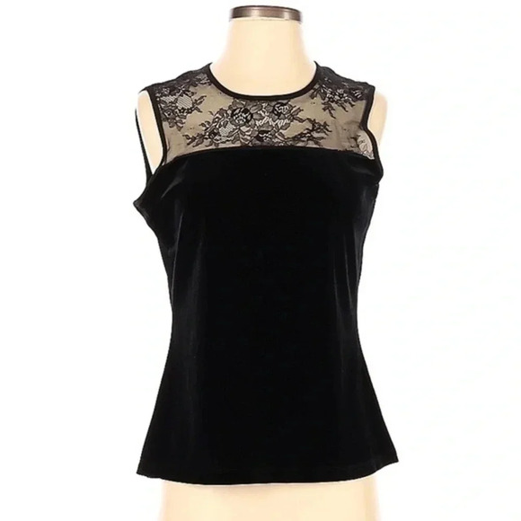 Calvin Klein Classic Velvet Lace Sleeveless Blouse Size Small S - Picture 1 of 2